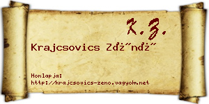 Krajcsovics Zénó névjegykártya